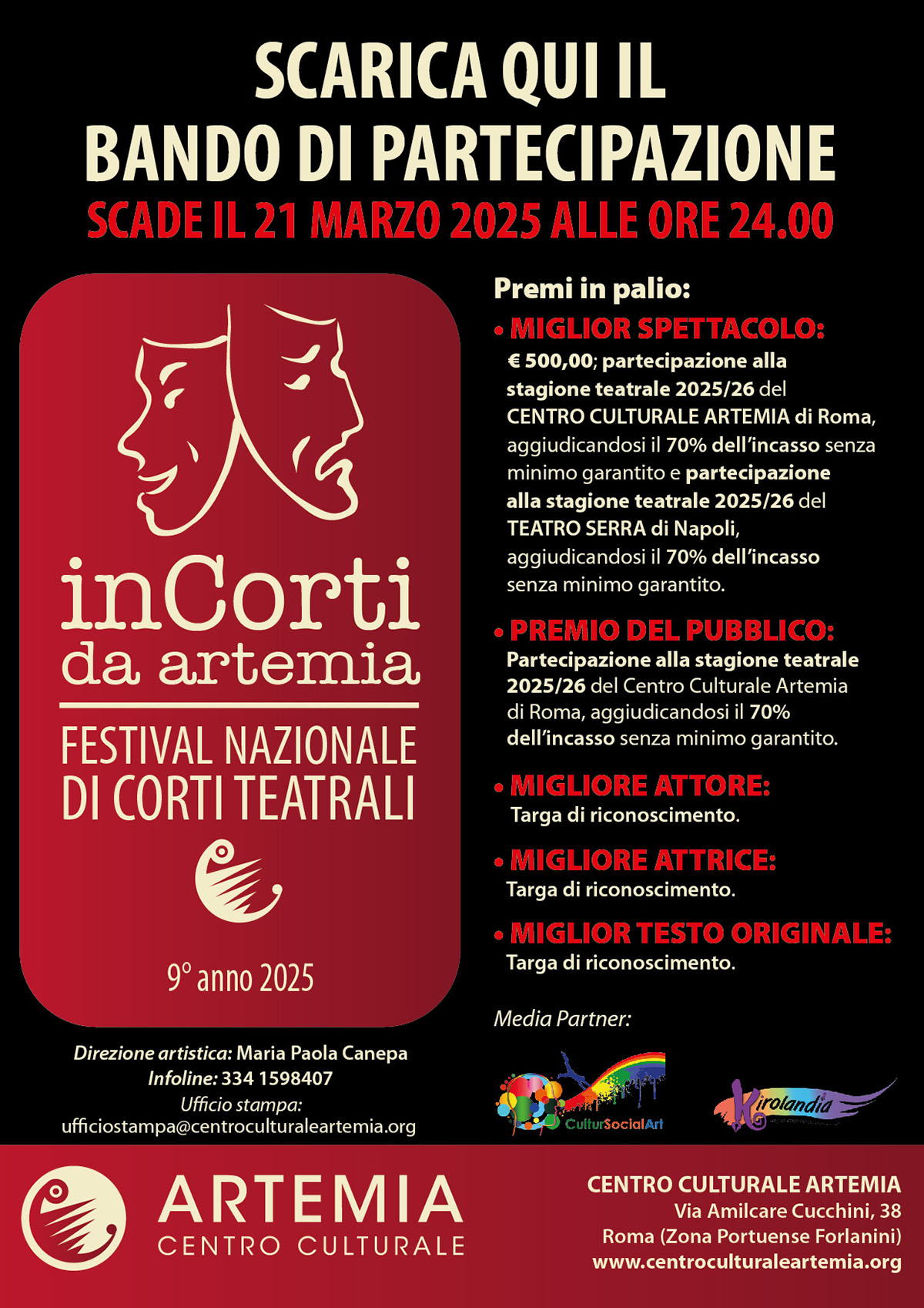 BANDO DI PARTECIPAZIONE “InCorti da Artemia” Festival Nazionale di Corti Teatrali 2025