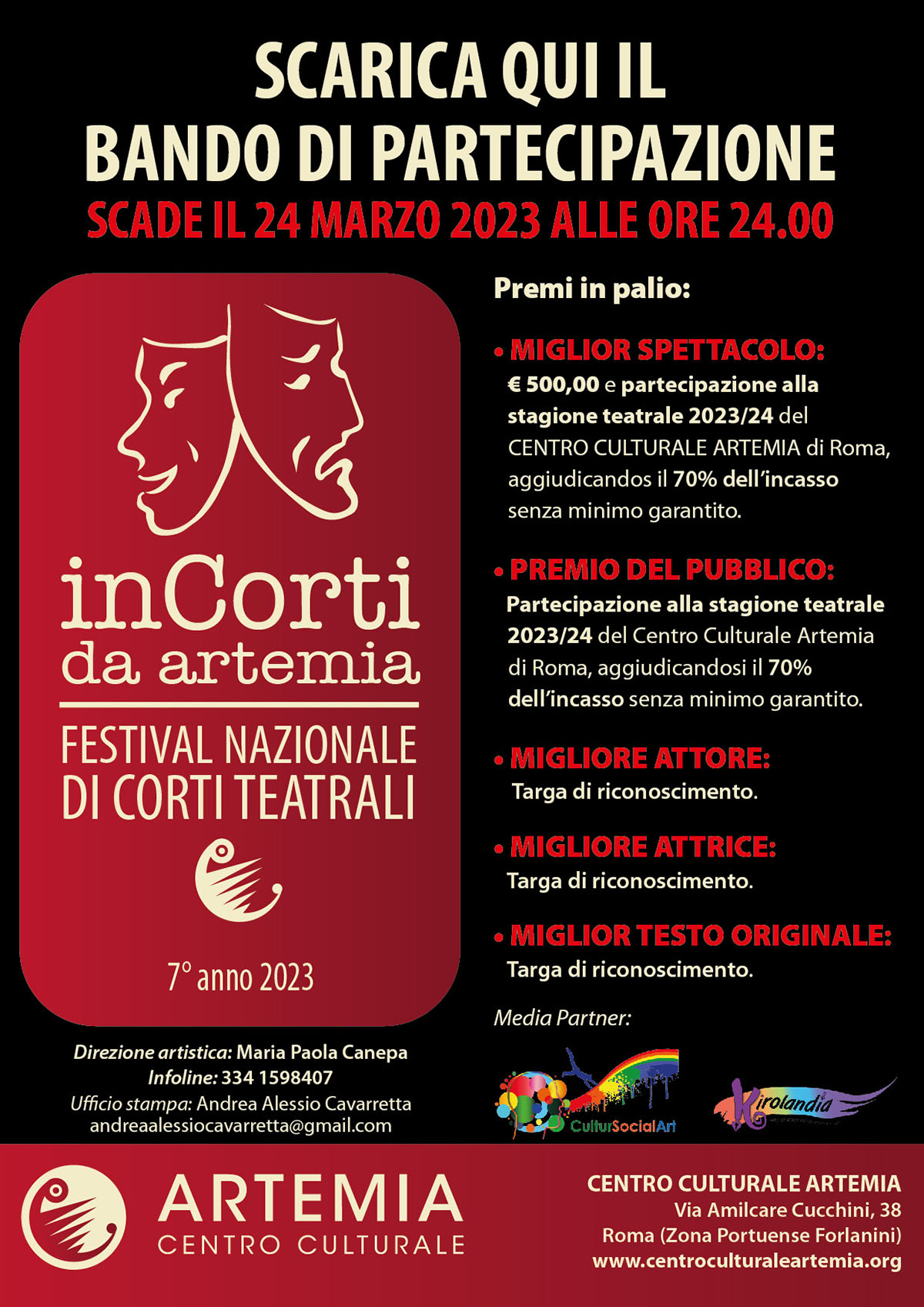 BANDO DI PARTECIPAZIONE “InCorti da Artemia” Festival Nazionale di Corti Teatrali 2023