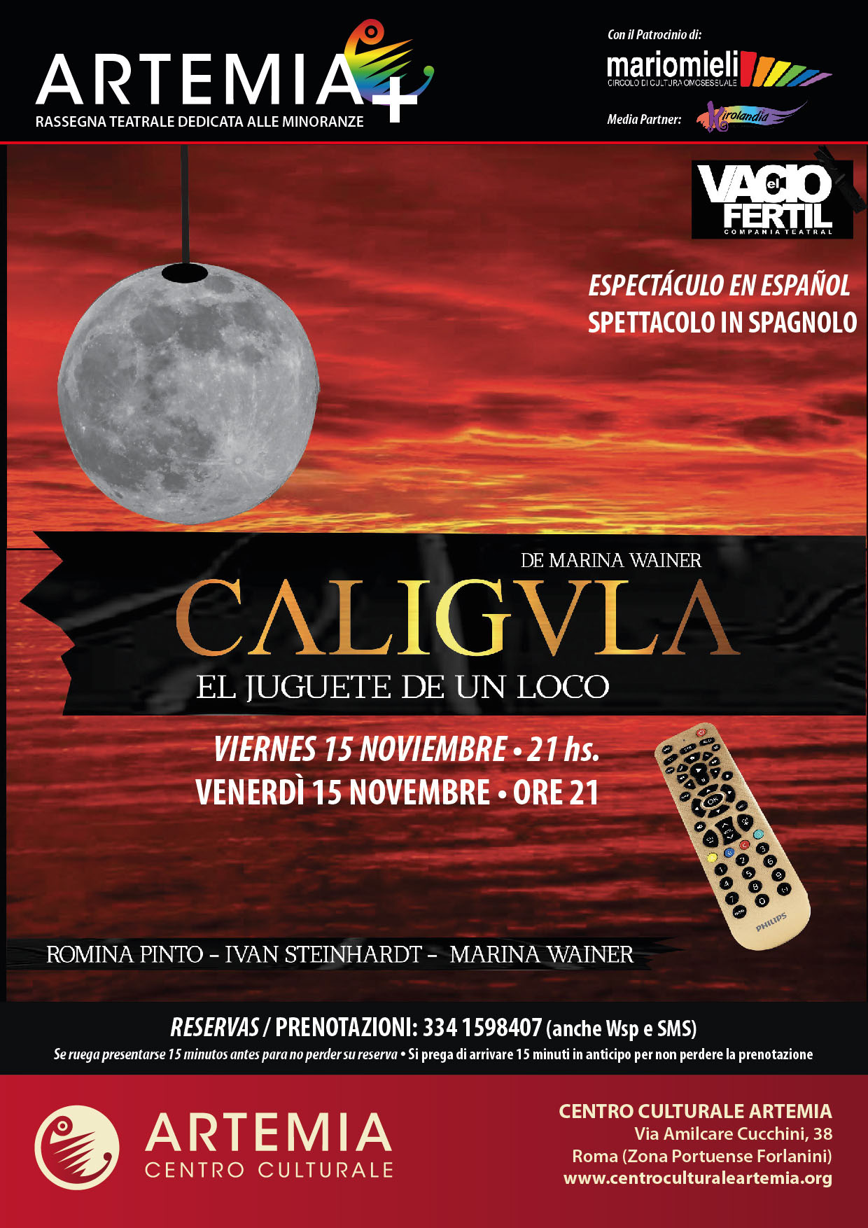 Caligula – El Juguete de un Loco  (spettacolo recitato in lingua spagnola) – Rassegna Artemia+